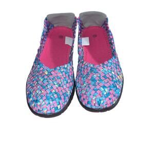 Ladies pastel cotton weave comfort slip on beach Cottagecore summer shoe size 10